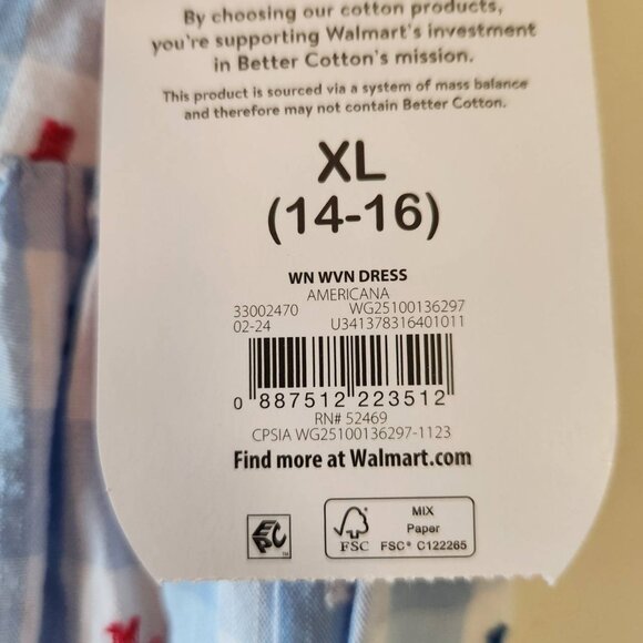Girls Wonder Nation Americana Woven Dress XL (14-16) Blue/White/Red Checkered - Picture 6 of 10